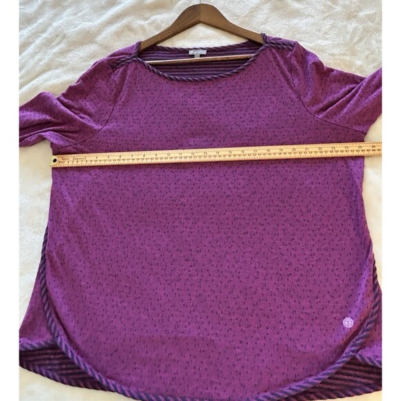 T By Talbots Tee Size 2X Knit Blouse Contrast Trim Dots Boat Neck Athleisure - Picture 7 of 11